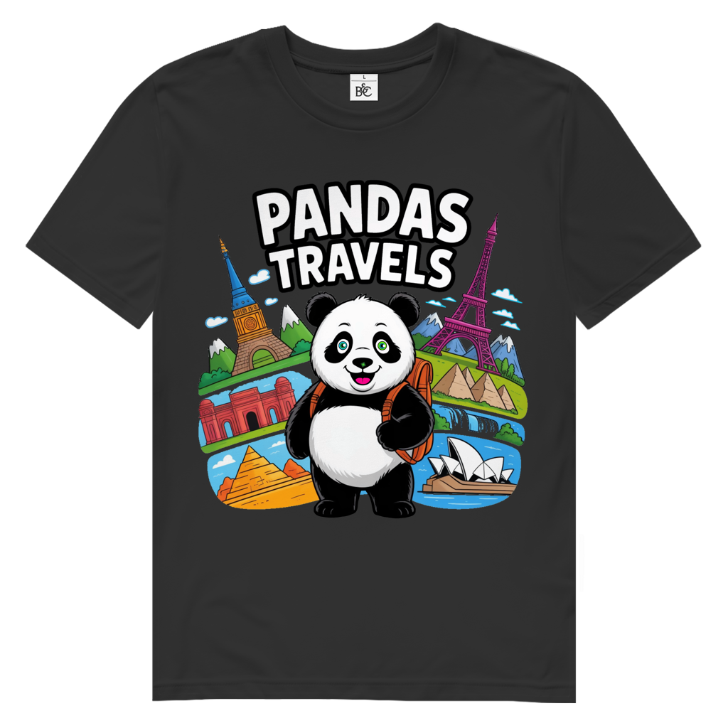 PANDA TRAVELS Herren Premium Bio T-Shirt