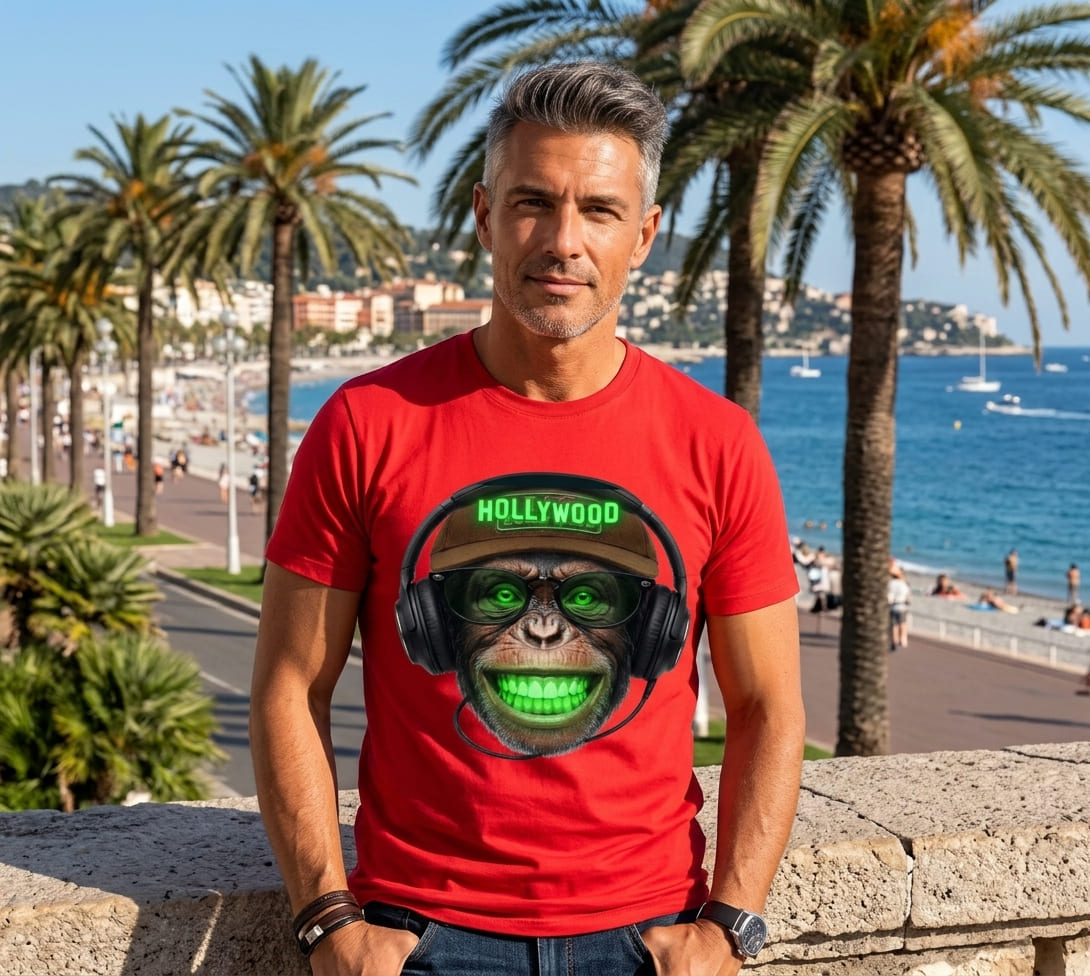 HOLLYWOOD AFFE Herren Premium Bio T-Shirt